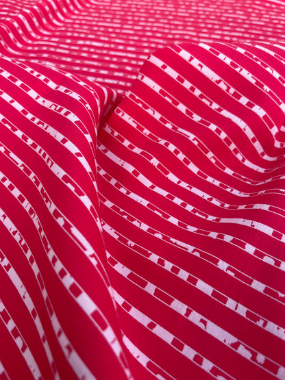 Blandine 032 cotton stretch jacquard red/white