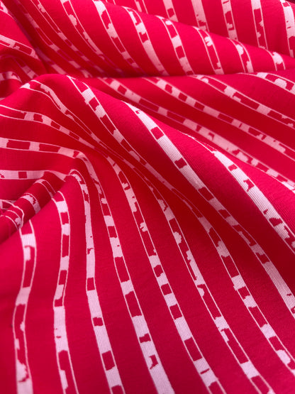 Blandine 032 cotton stretch jacquard red/white