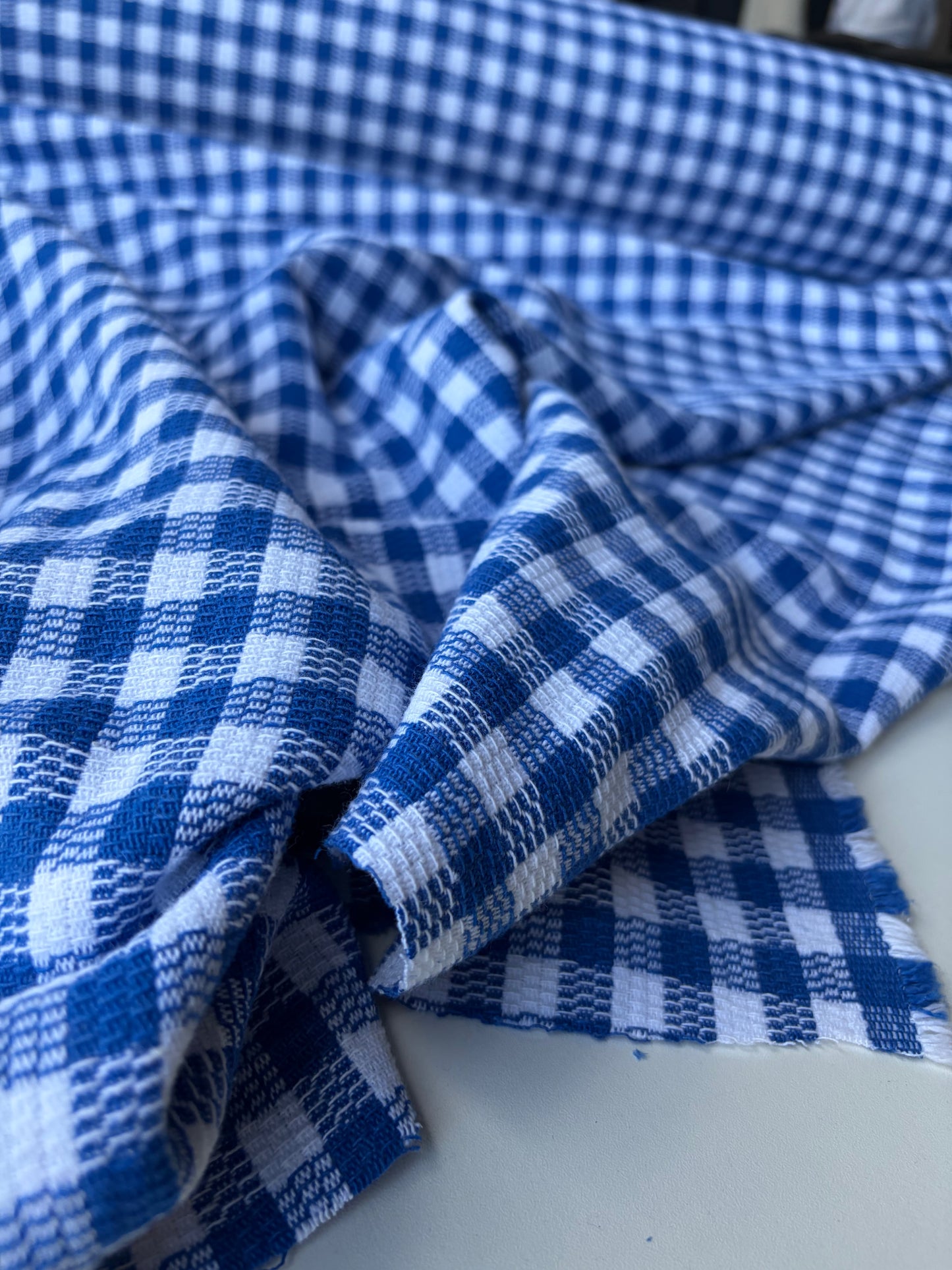 FELICE 023 cobalt/white checkered heavy cotton tweed check