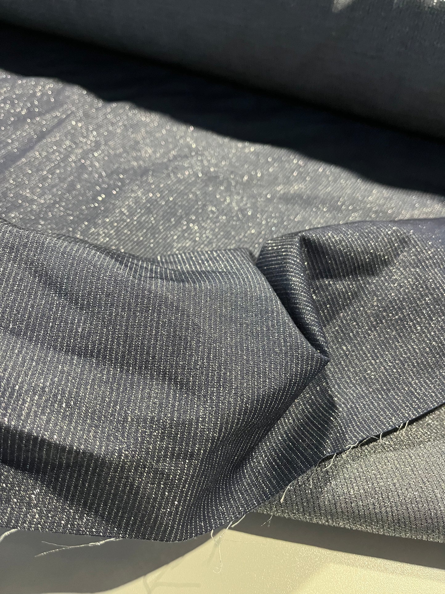 Soft origin 006 tencel denim with shiny lurex stripes