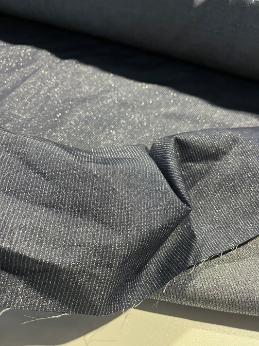 Soft origin 006 tencel denim with shiny lurex stripes