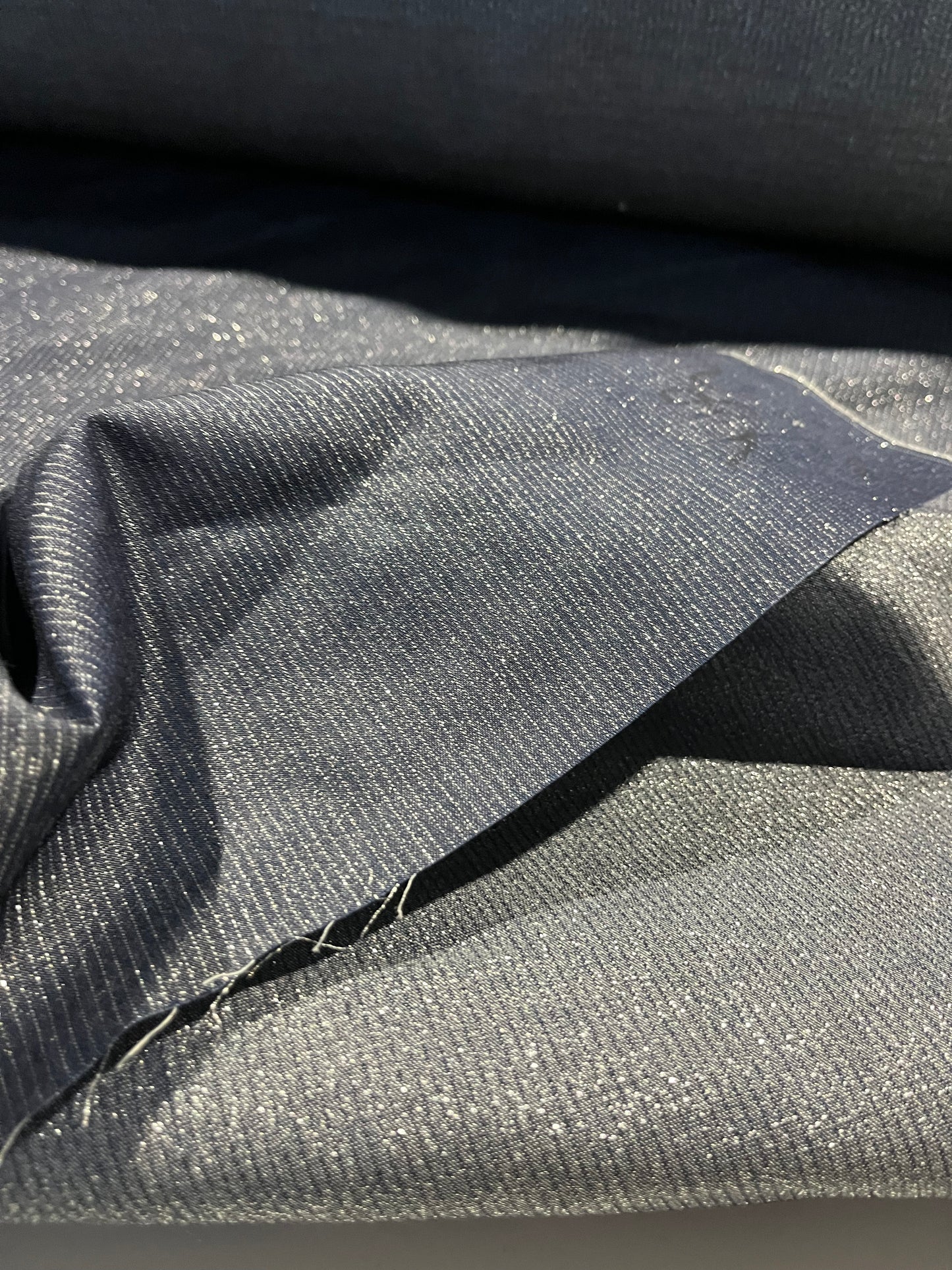 Soft origin 006 tencel denim with shiny lurex stripes