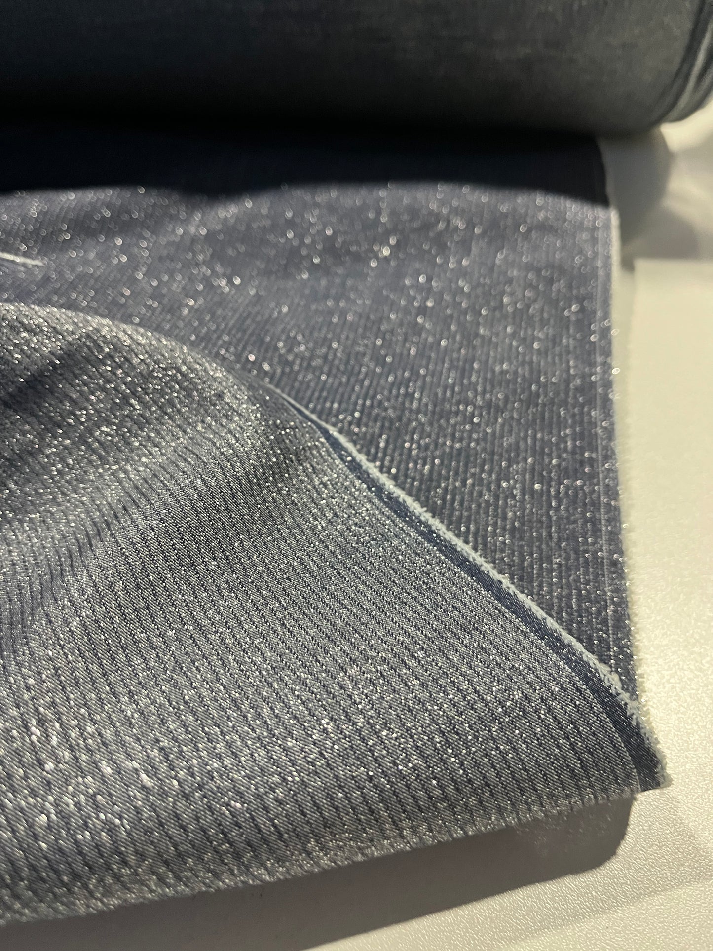 Soft origin 006 tencel denim with shiny lurex stripes