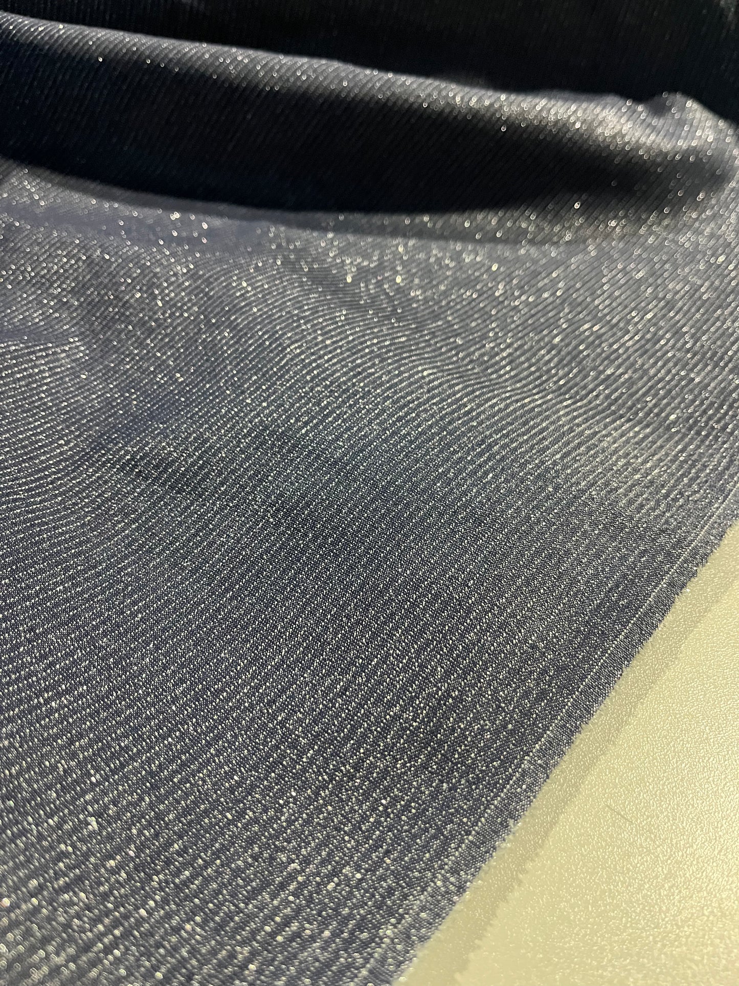 Soft origin 006 tencel denim with shiny lurex stripes