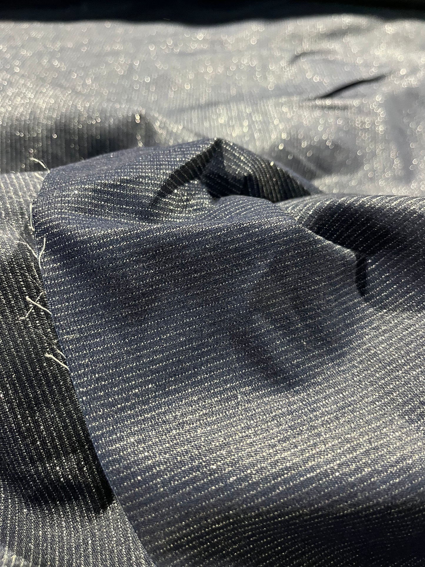 Soft origin 006 tencel denim with shiny lurex stripes