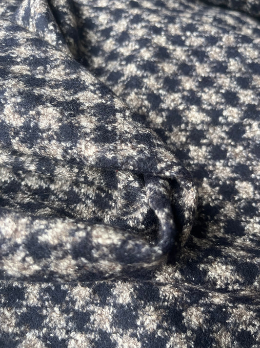 PABLO 006 Wool jersey pied de poule navy/brown