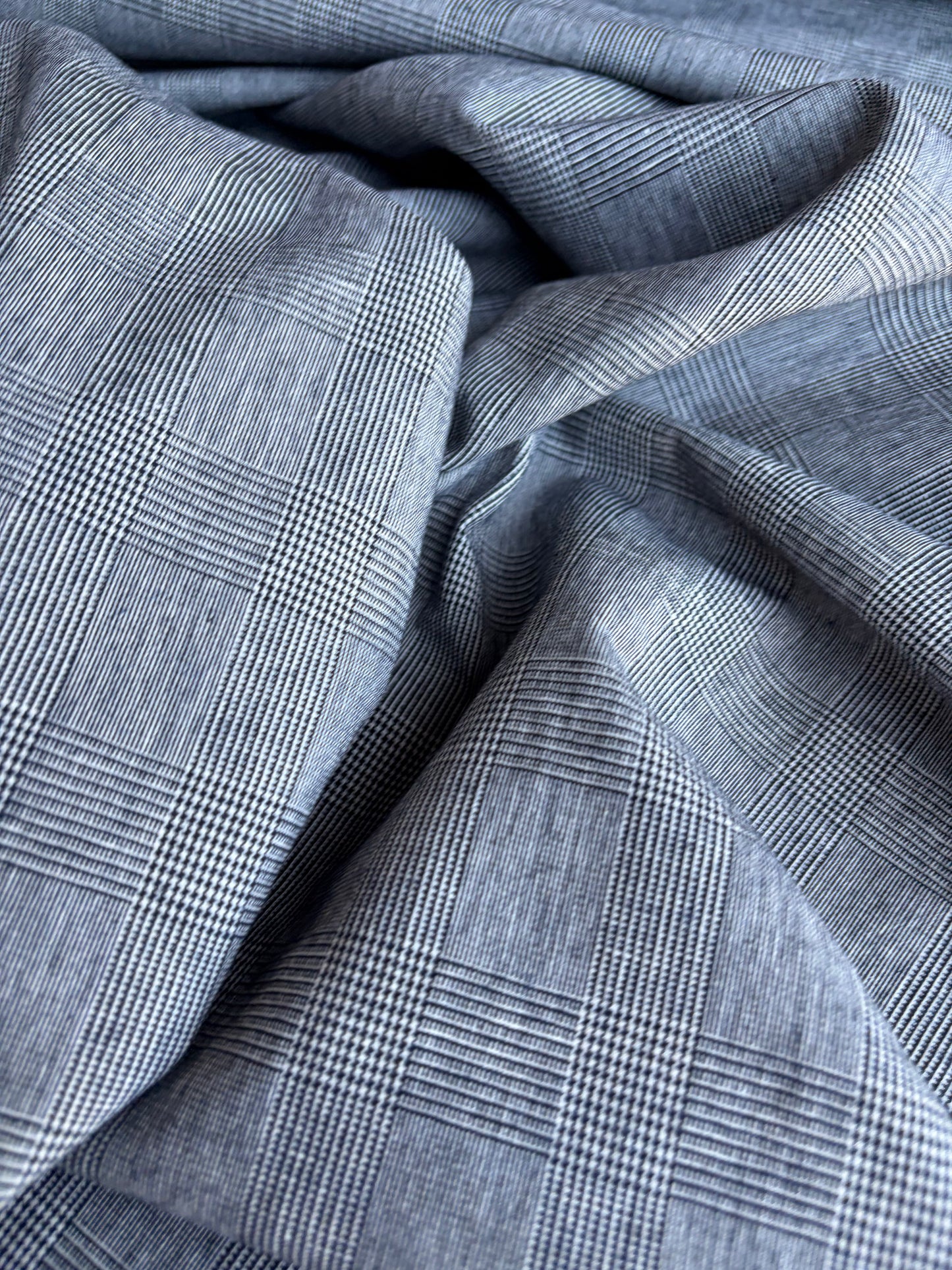 CELIA 037 cotton/linnen houndstooth navy/white