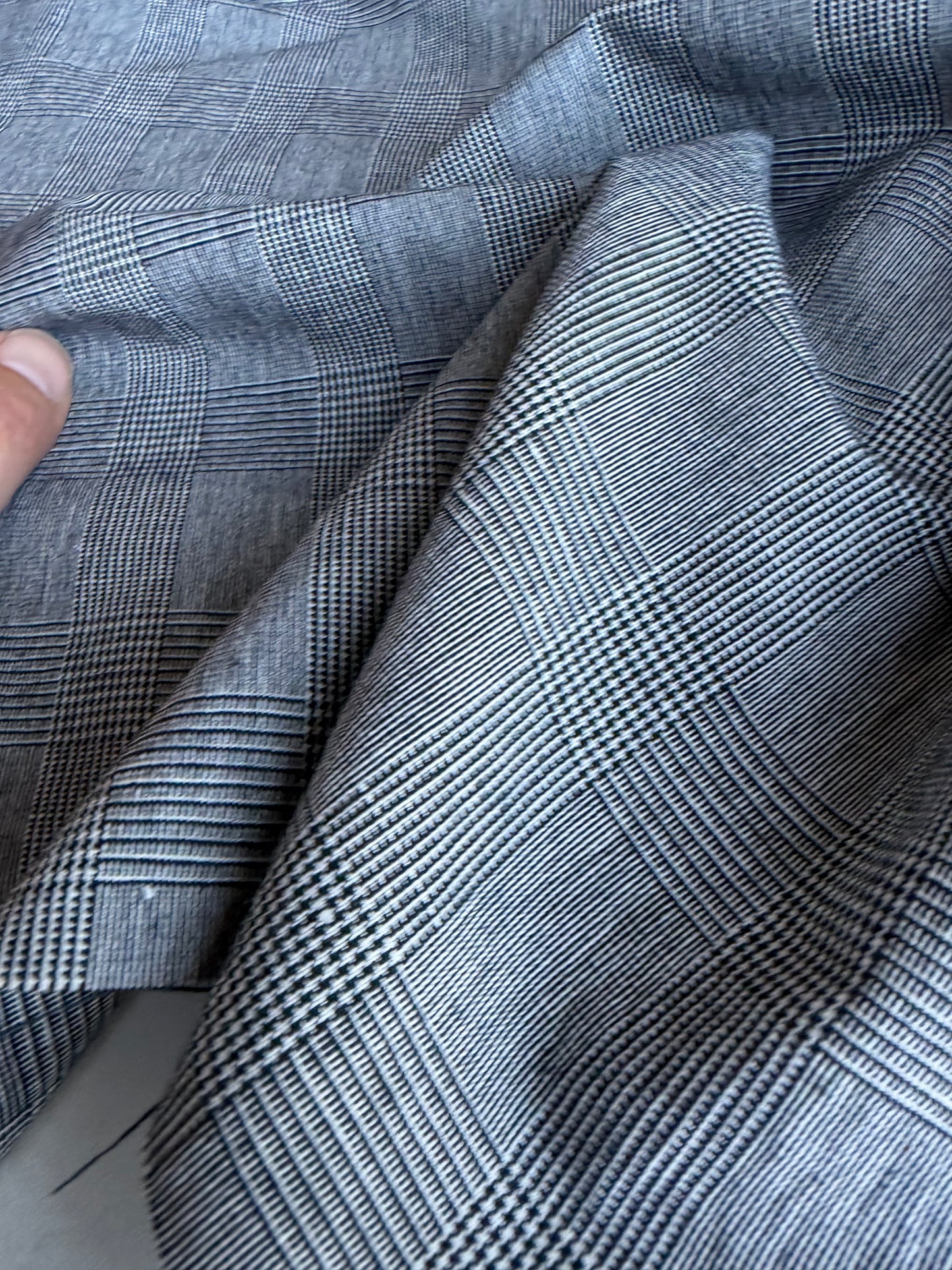 CELIA 037 cotton/linnen houndstooth navy/white