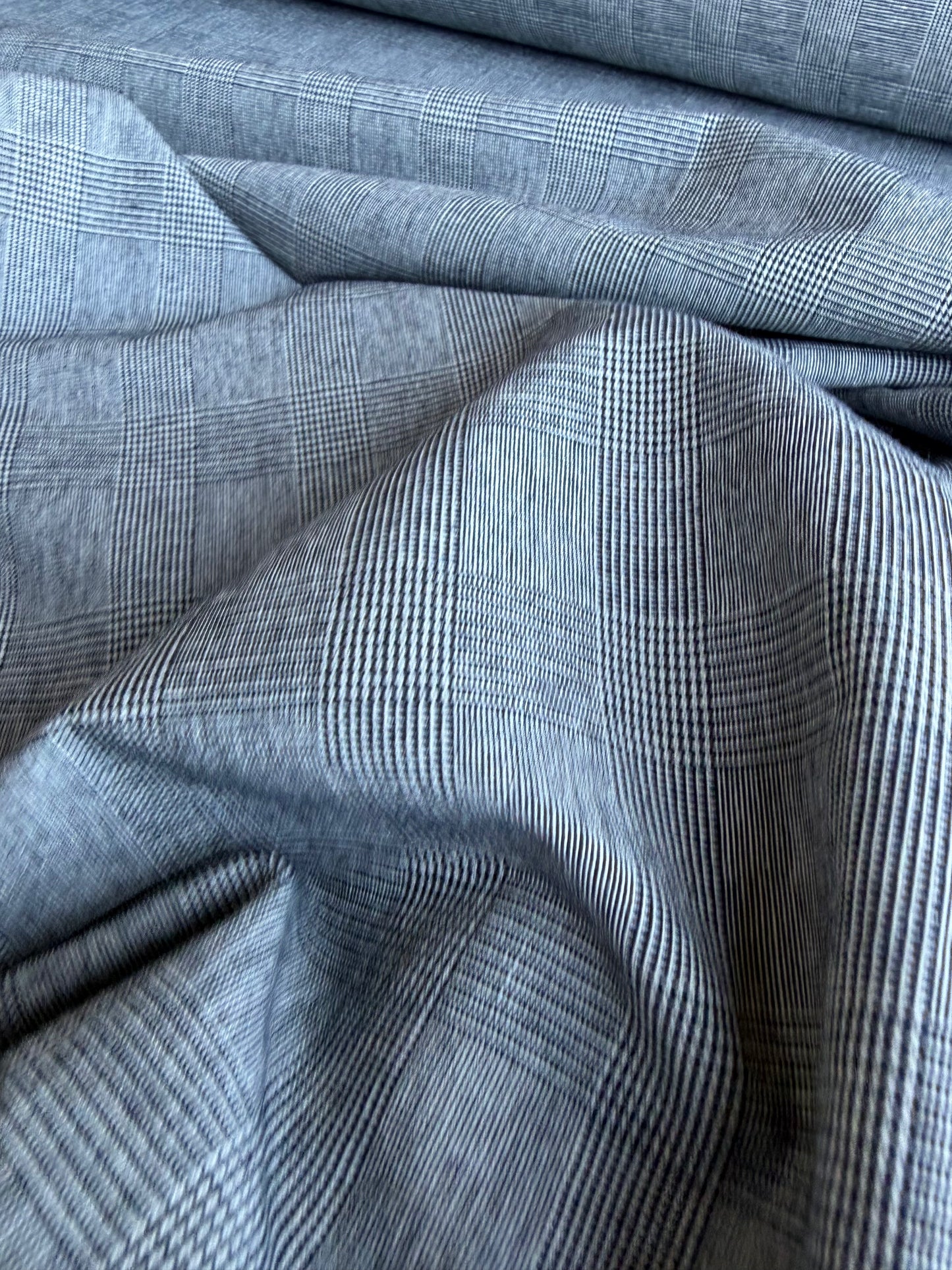 CELIA 037 cotton/linnen houndstooth navy/white