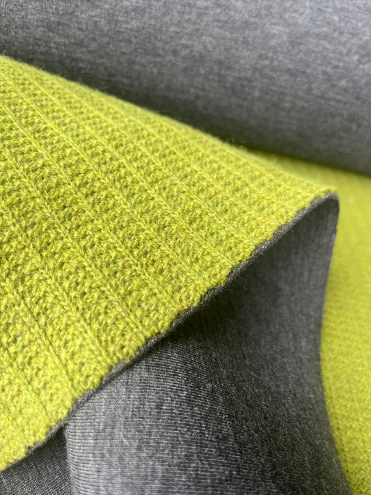 PABLO 010 wool jersey cable structure double face  olive green