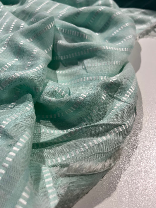 Soft Origin 009 woven cotton stripes mint green