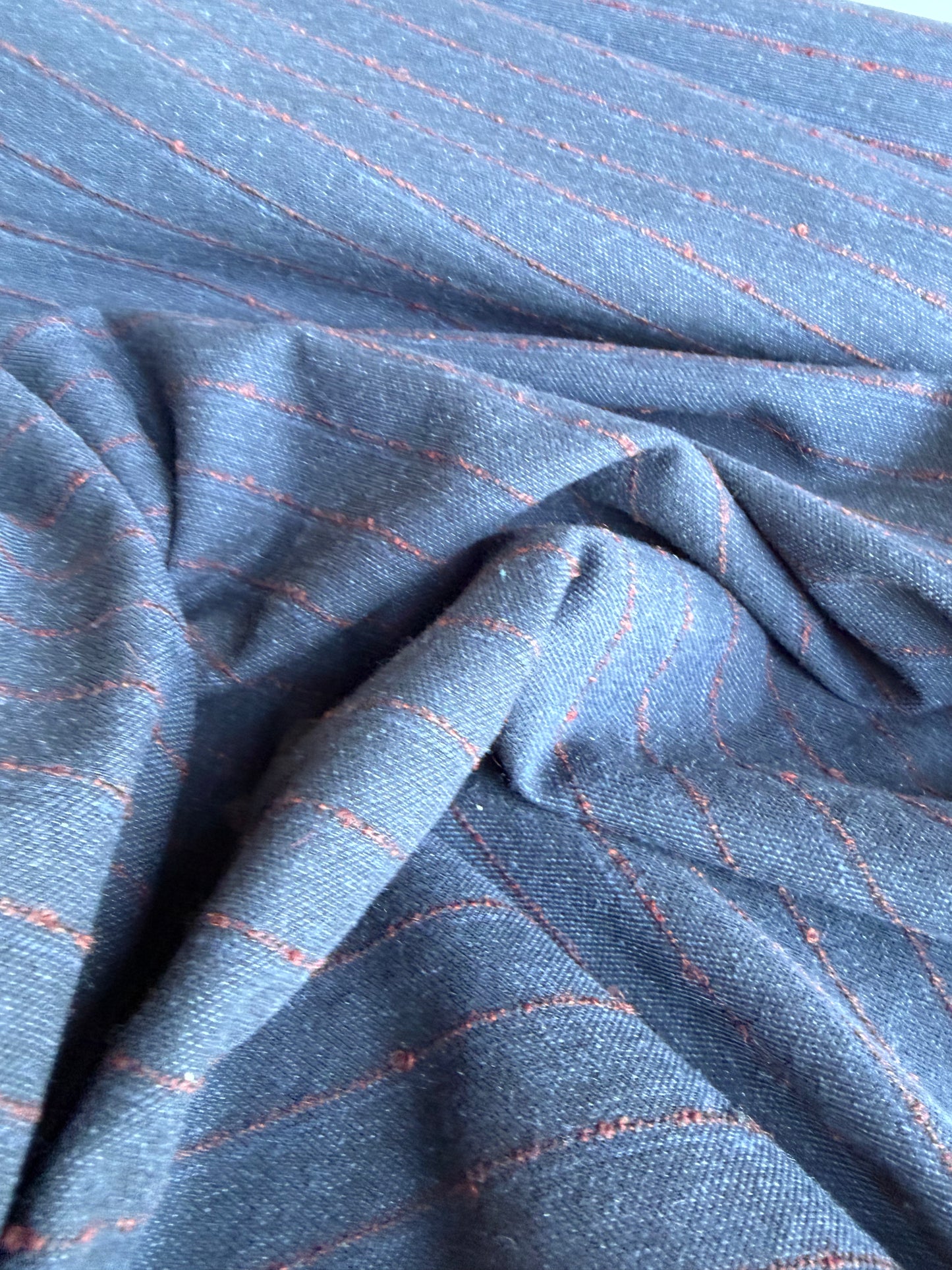 CELIA 041 stripes with wool navy navy/red