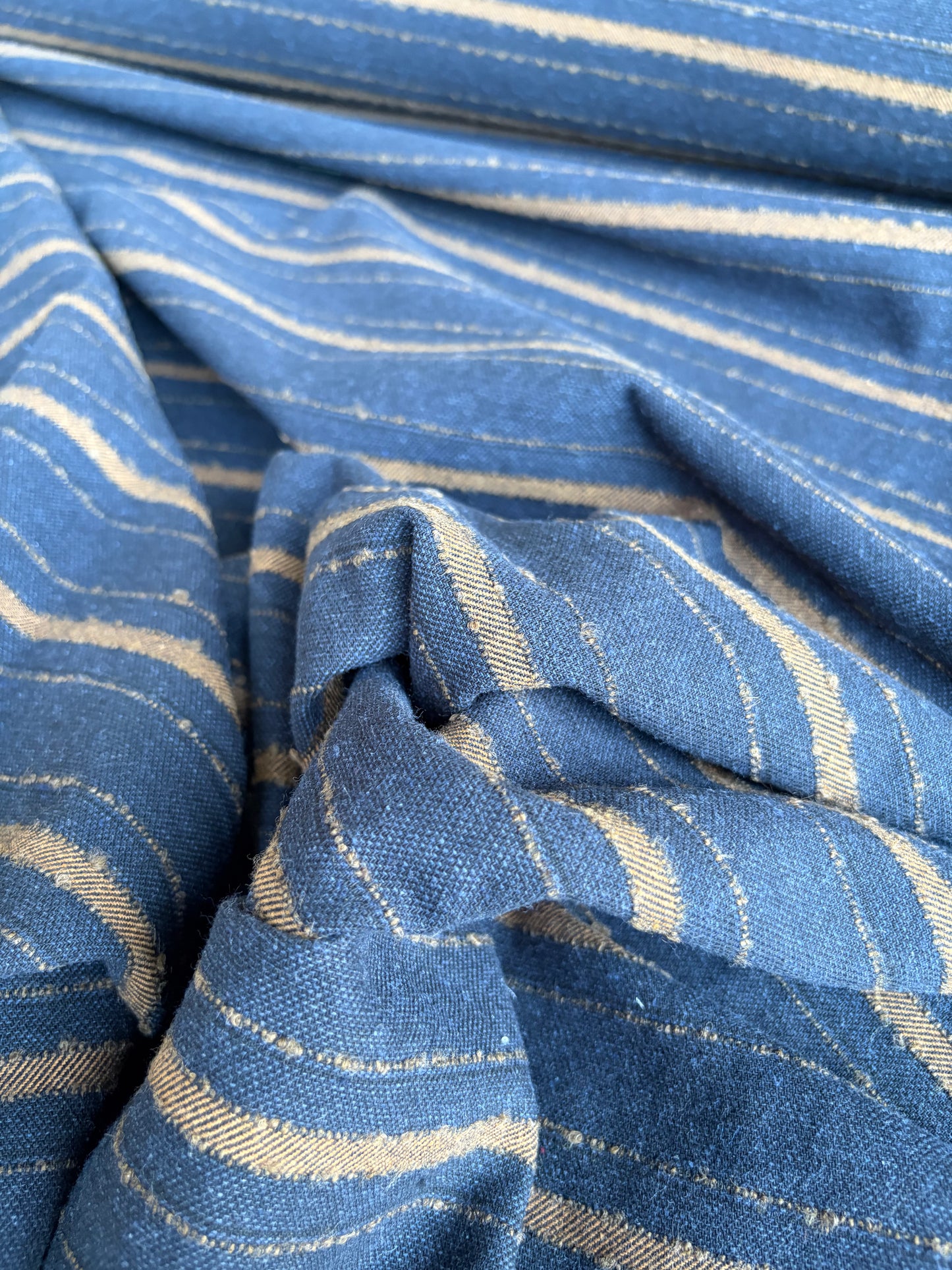 CELIA 042 stripes with wool navy navy/camel