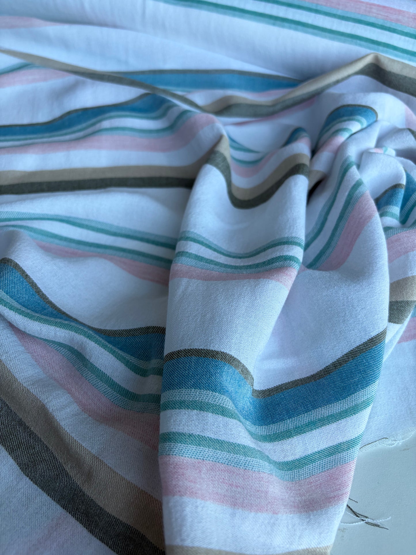 CELIA 048 midweight cotton/linnen jacquard stripe pink/emerald