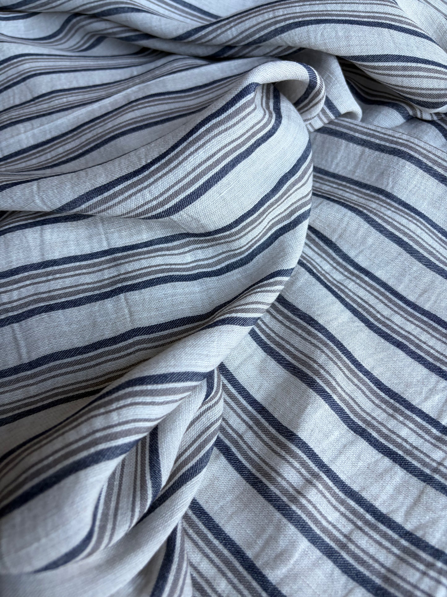 CELIA 049 midweight cotton/linen jacquard stripe navy/khaky