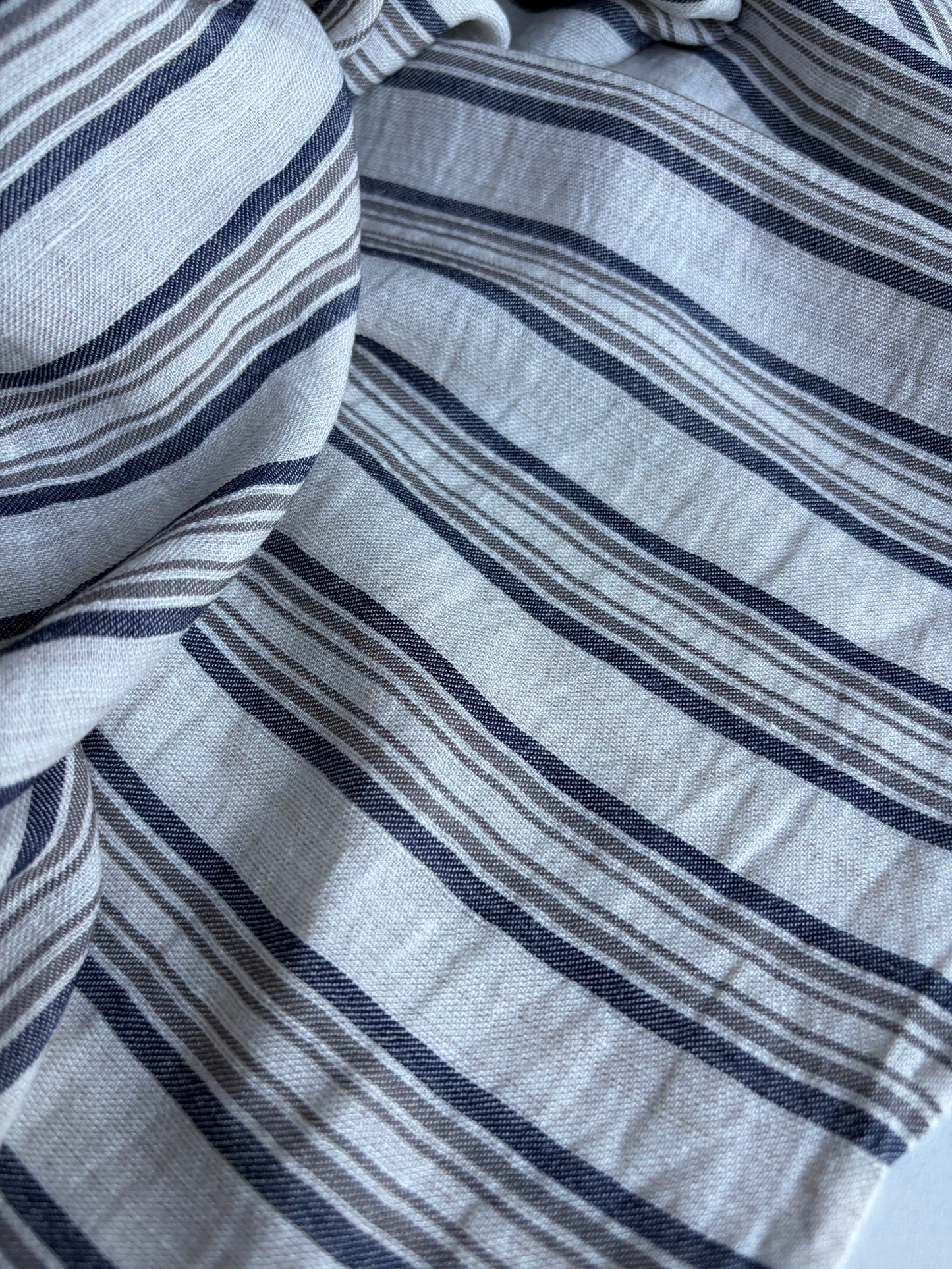 CELIA 049 midweight cotton/linen jacquard stripe navy/khaky