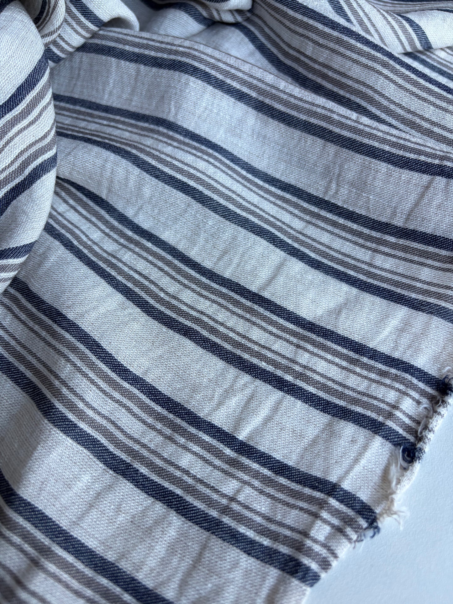 CELIA 049 midweight cotton/linen jacquard stripe navy/khaky