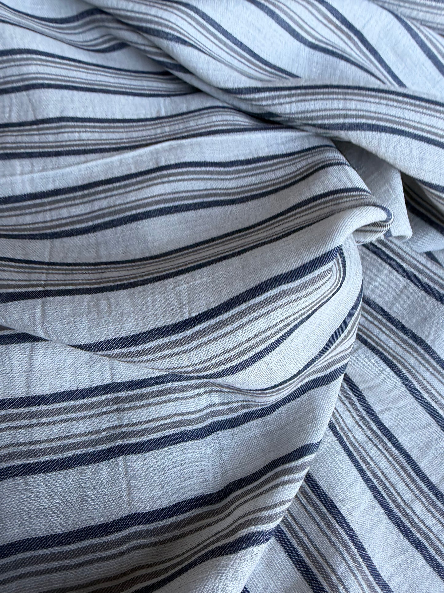 CELIA 049 midweight cotton/linen jacquard stripe navy/khaky