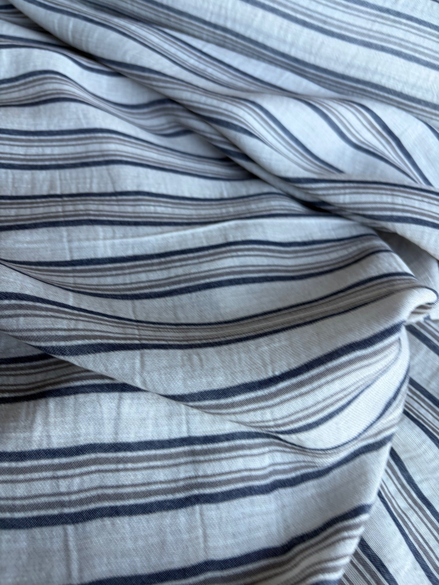 CELIA 049 midweight cotton/linen jacquard stripe navy/khaky