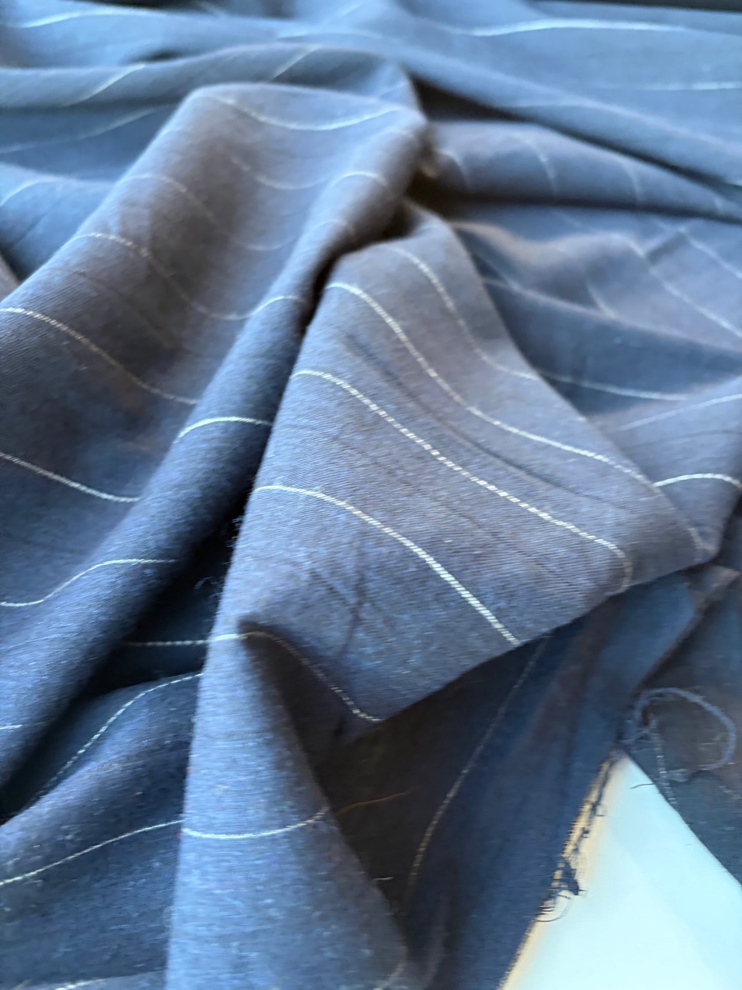 GAIL 011 wool suitingg stripes navy