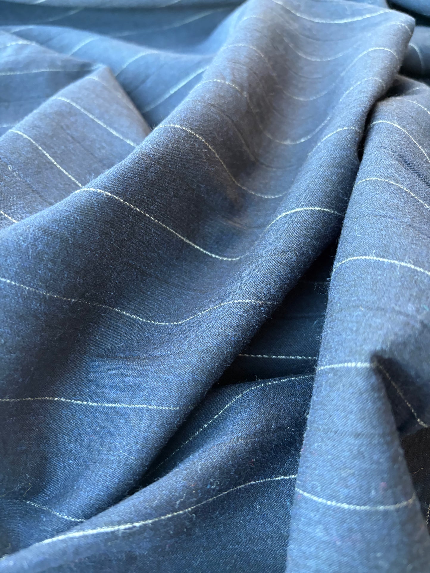 GAIL 011 wool suitingg stripes navy