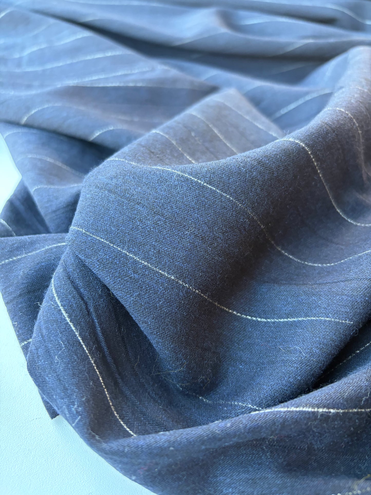GAIL 011 wool suitingg stripes navy