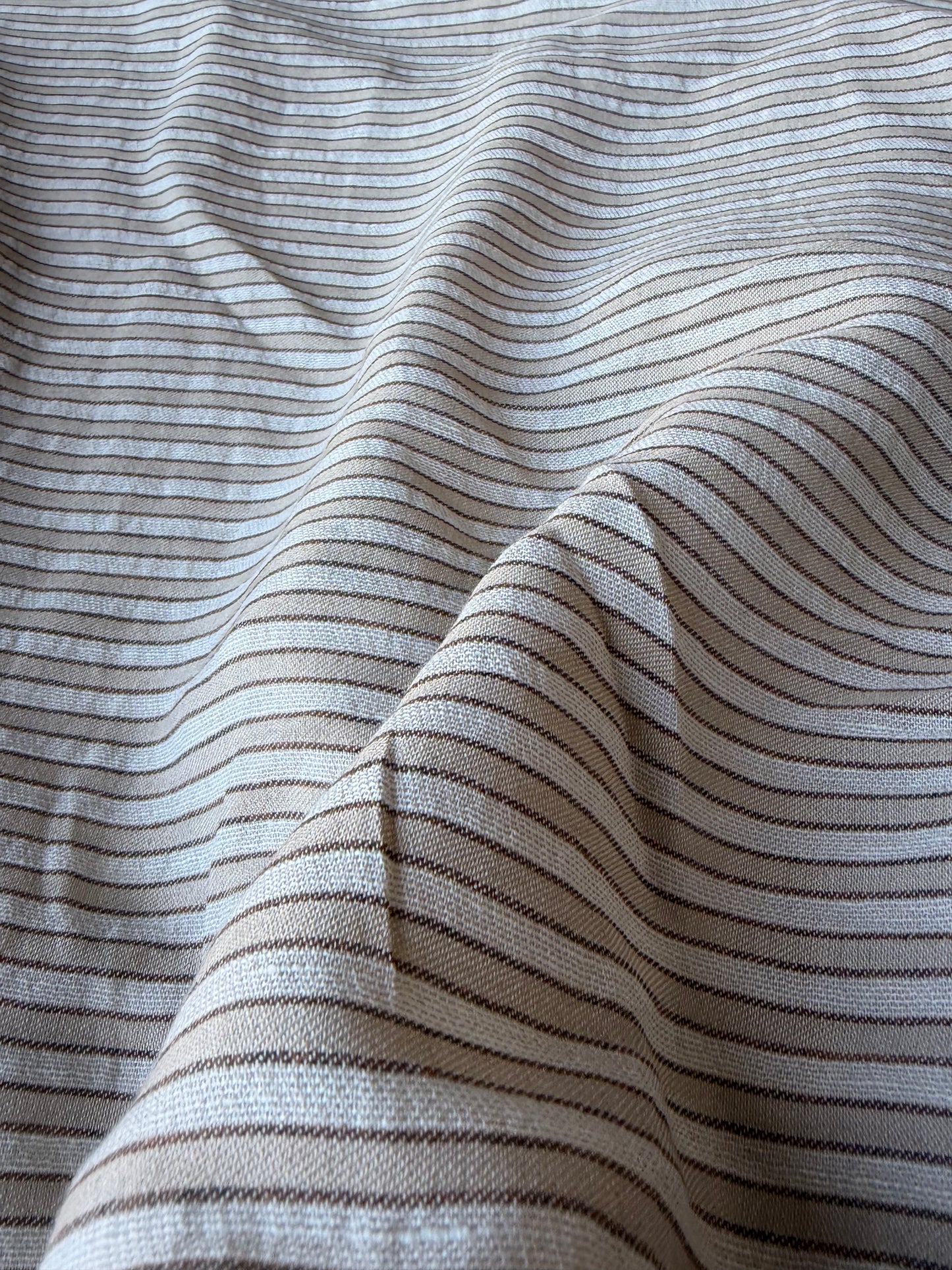 CELIA 051 midweight cotton/linen jacquard stripe white/sand