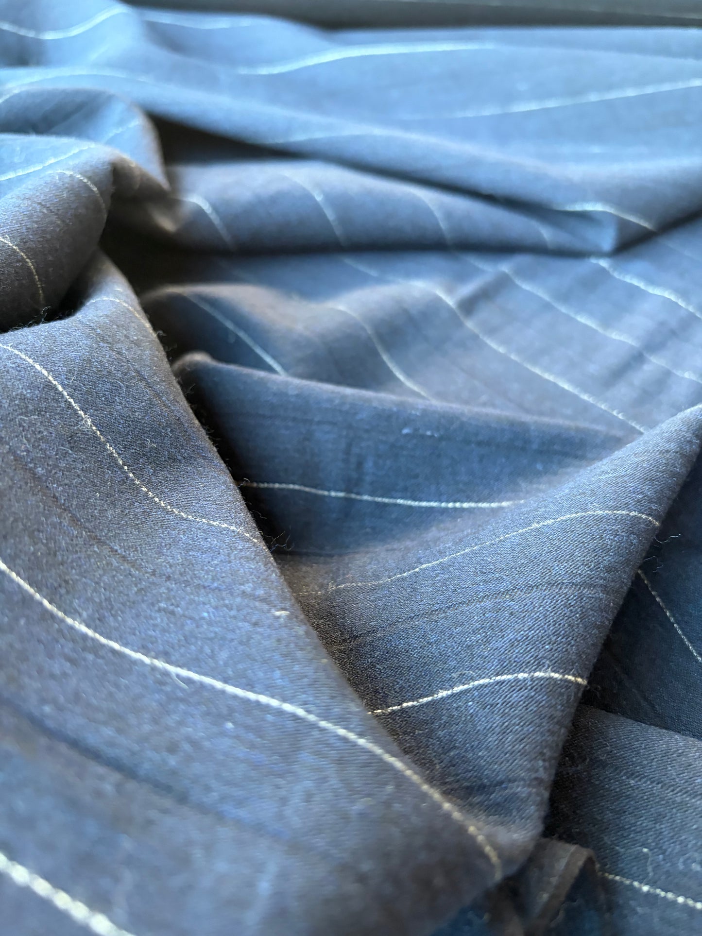 GAIL 011 wool suitingg stripes navy