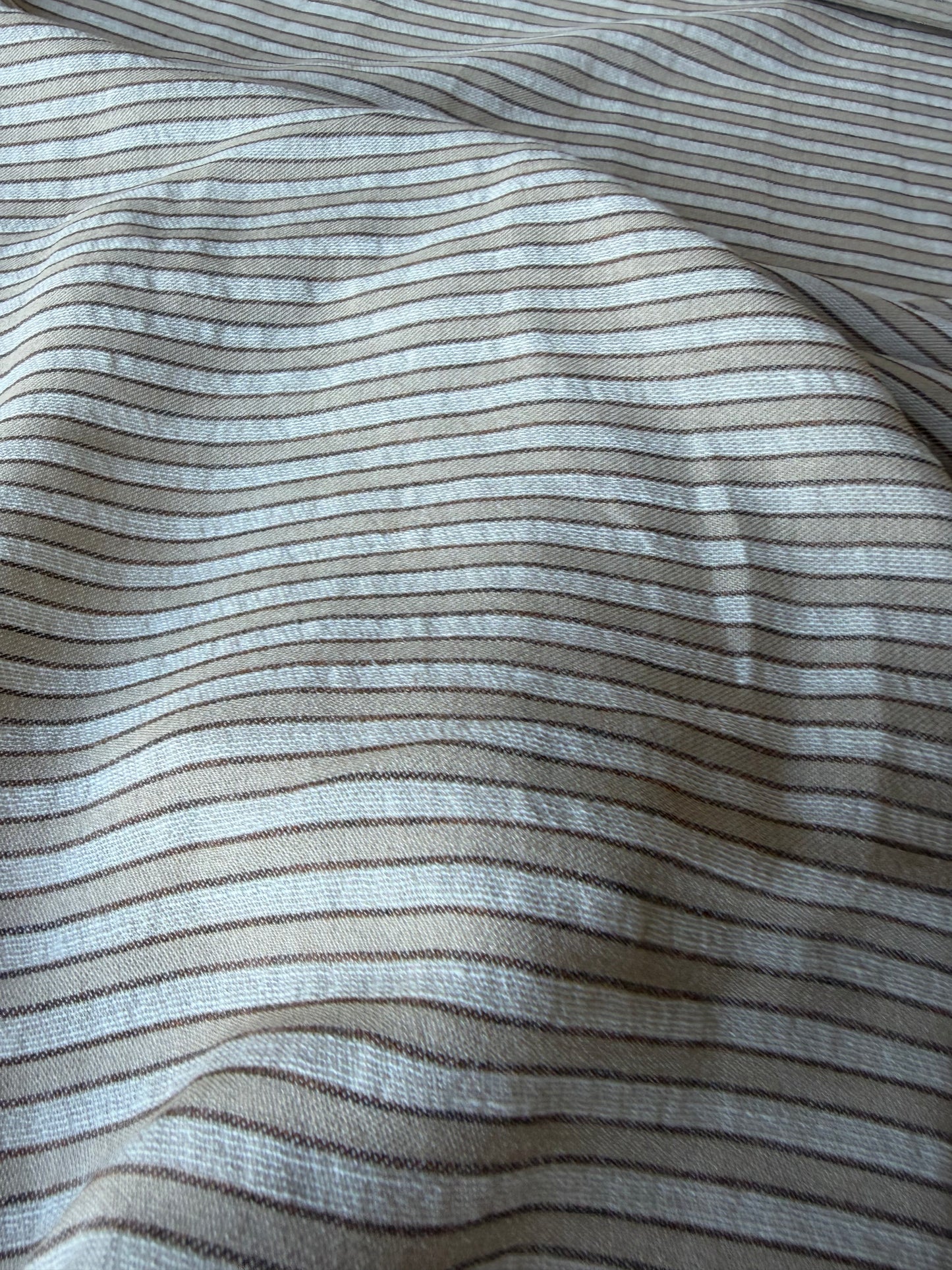 CELIA 051 midweight cotton/linen jacquard stripe white/sand
