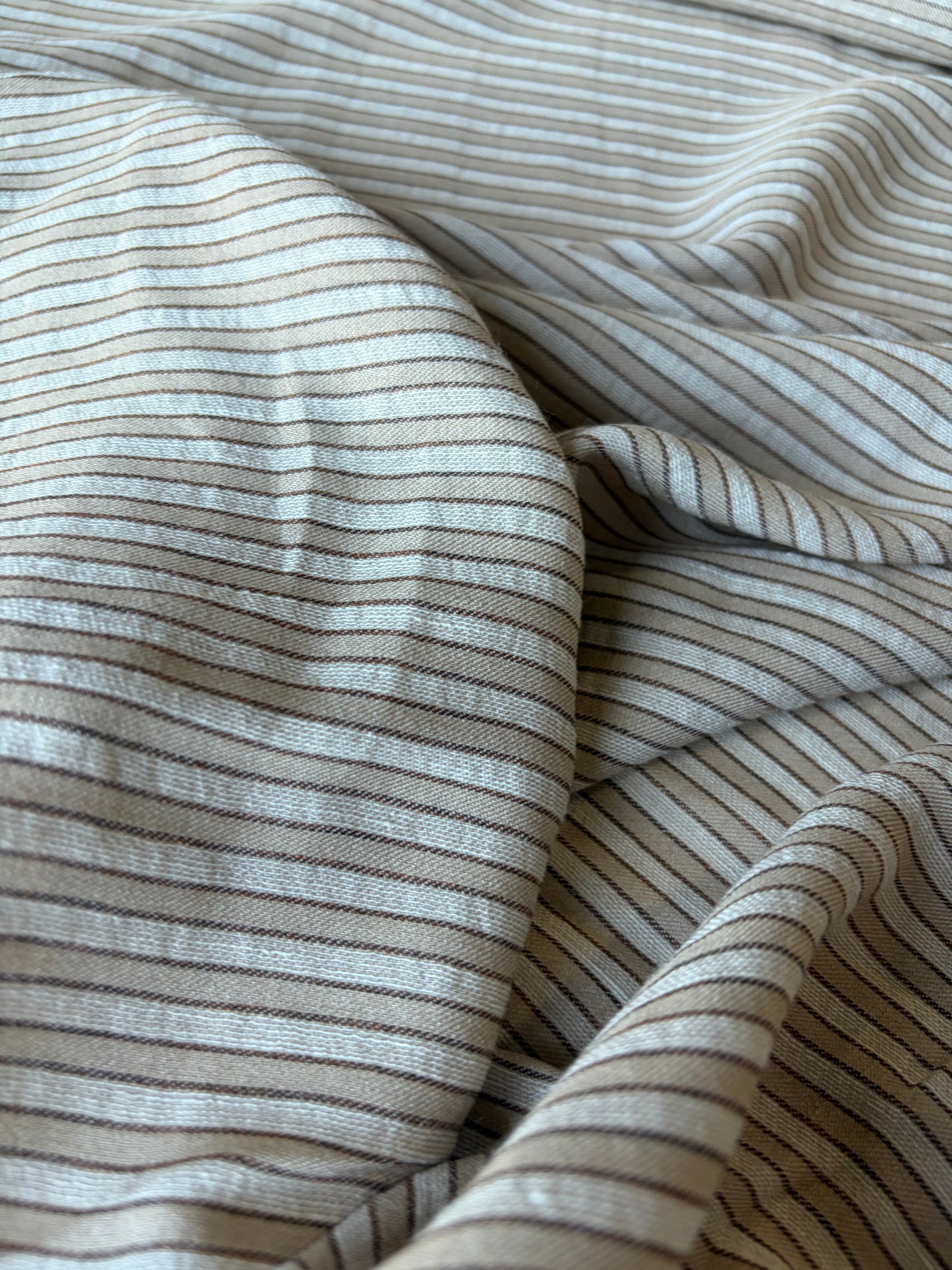 CELIA 051 midweight cotton/linen jacquard stripe white/sand