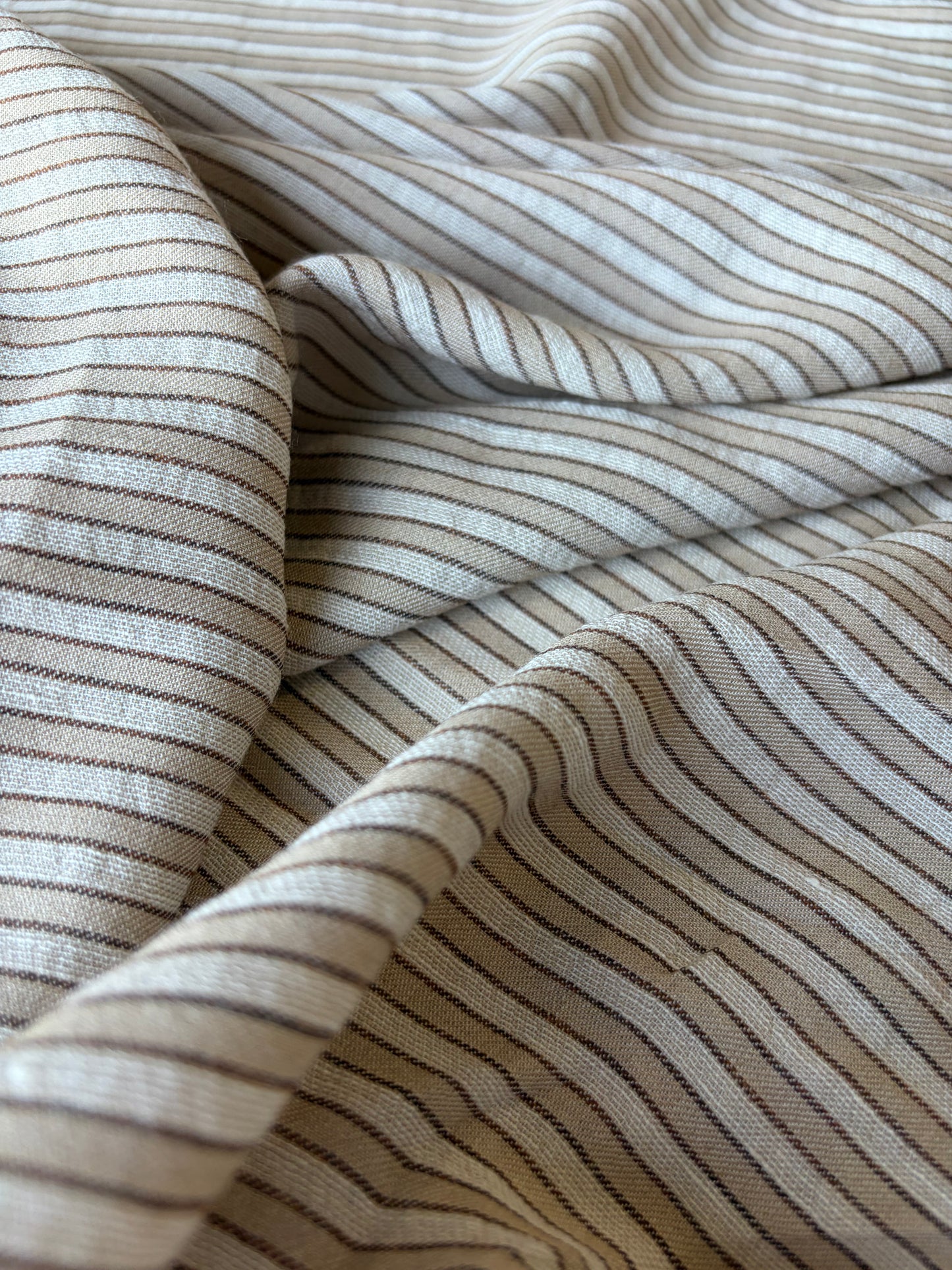 CELIA 051 midweight cotton/linen jacquard stripe white/sand