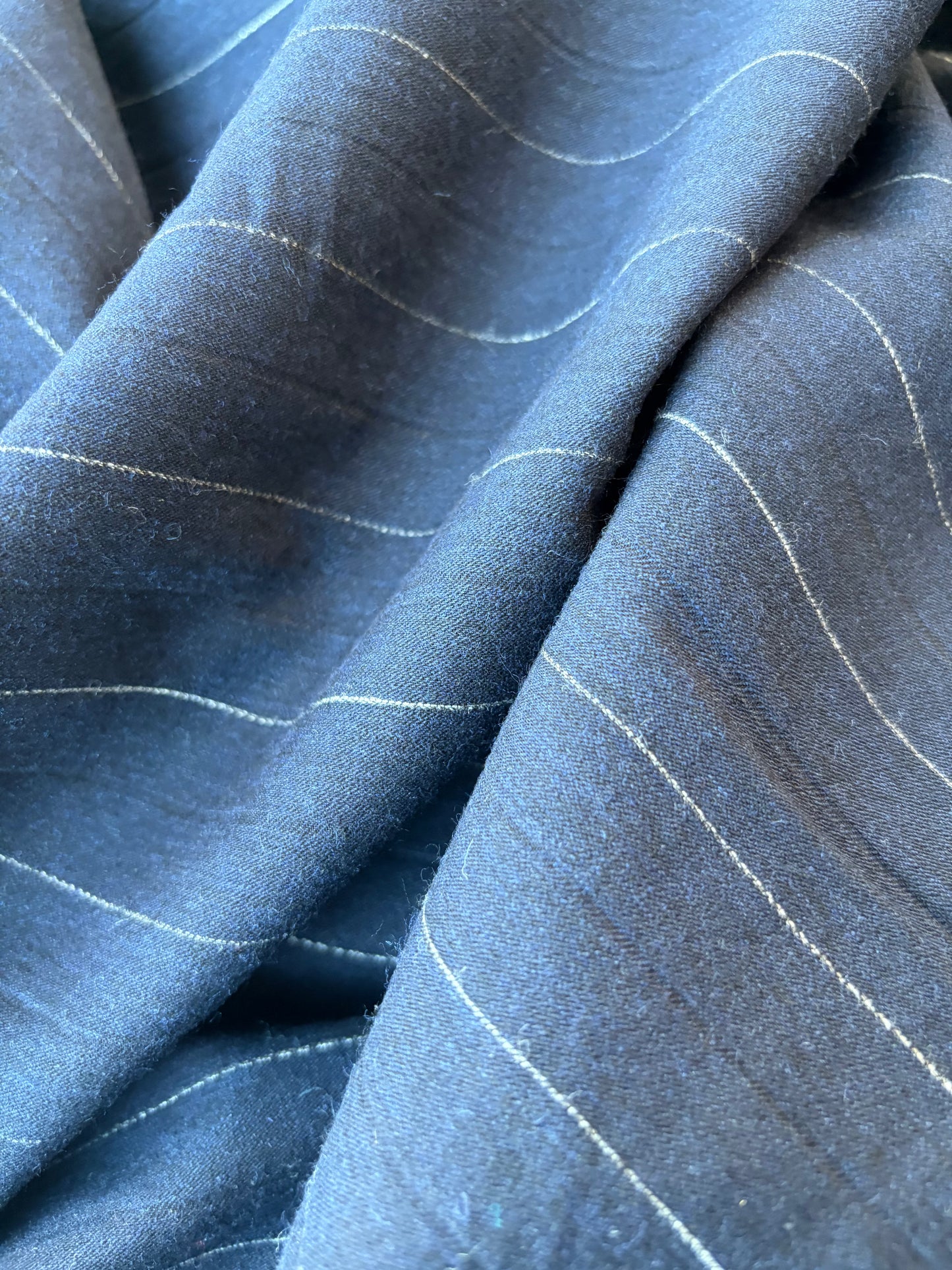 GAIL 011 wool suitingg stripes navy