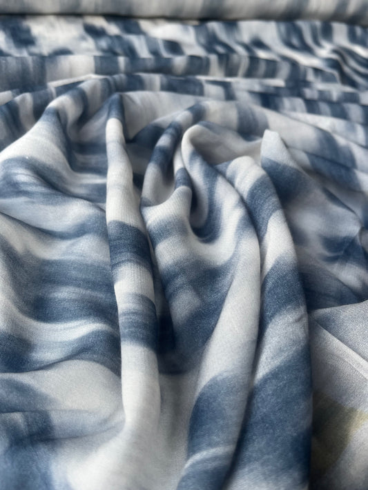MAYA 015 cotton voile tie-dye digital in,digo/grey/off white