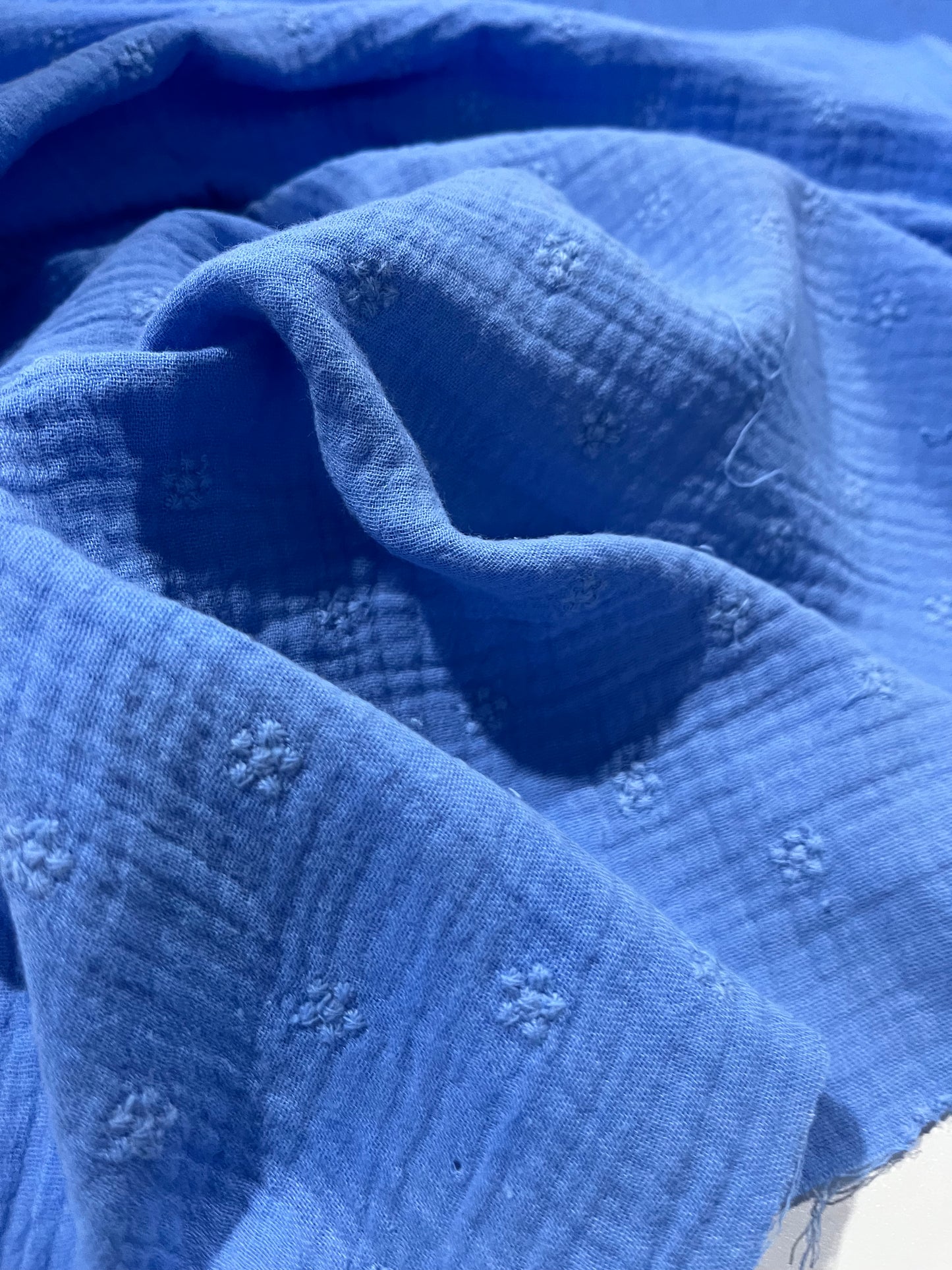 Soft Origin 023 double gauze embroidery cornflower blue