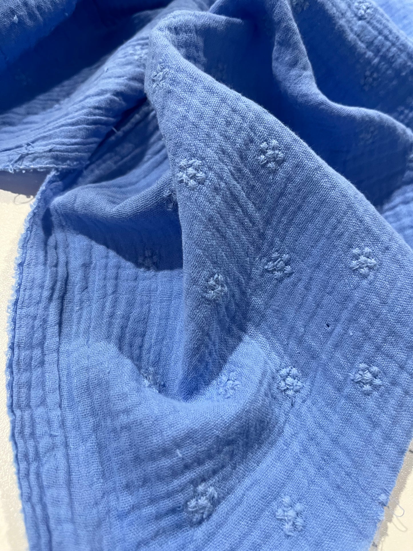 Soft Origin 023 double gauze embroidery cornflower blue