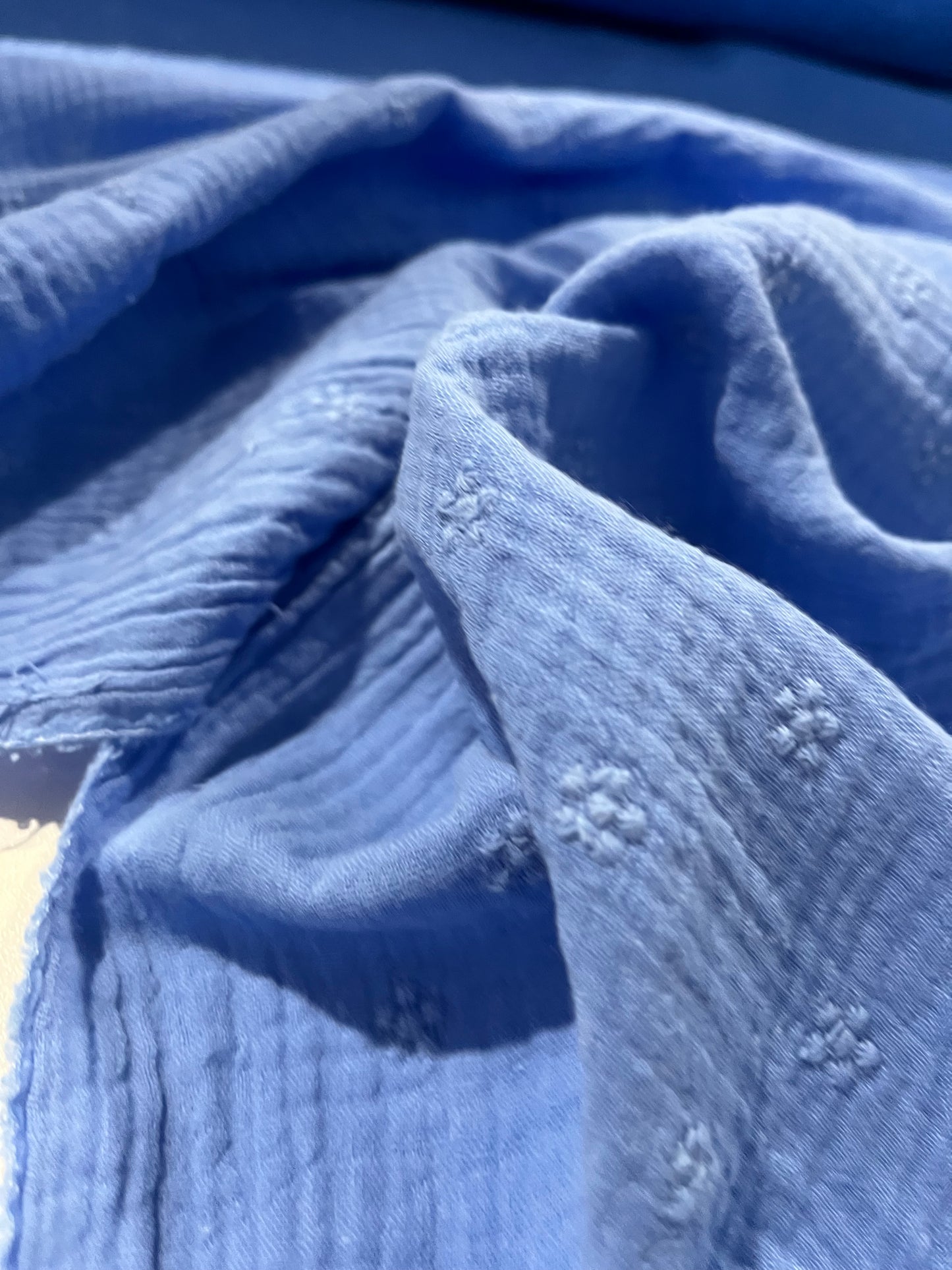 Soft Origin 023 double gauze embroidery cornflower blue