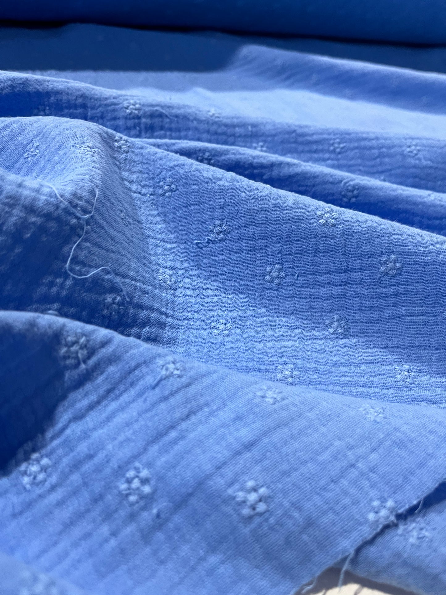 Soft Origin 023 double gauze embroidery cornflower blue
