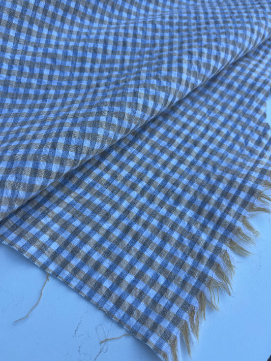 NENA 047 cotton seersucker lyellow/grey