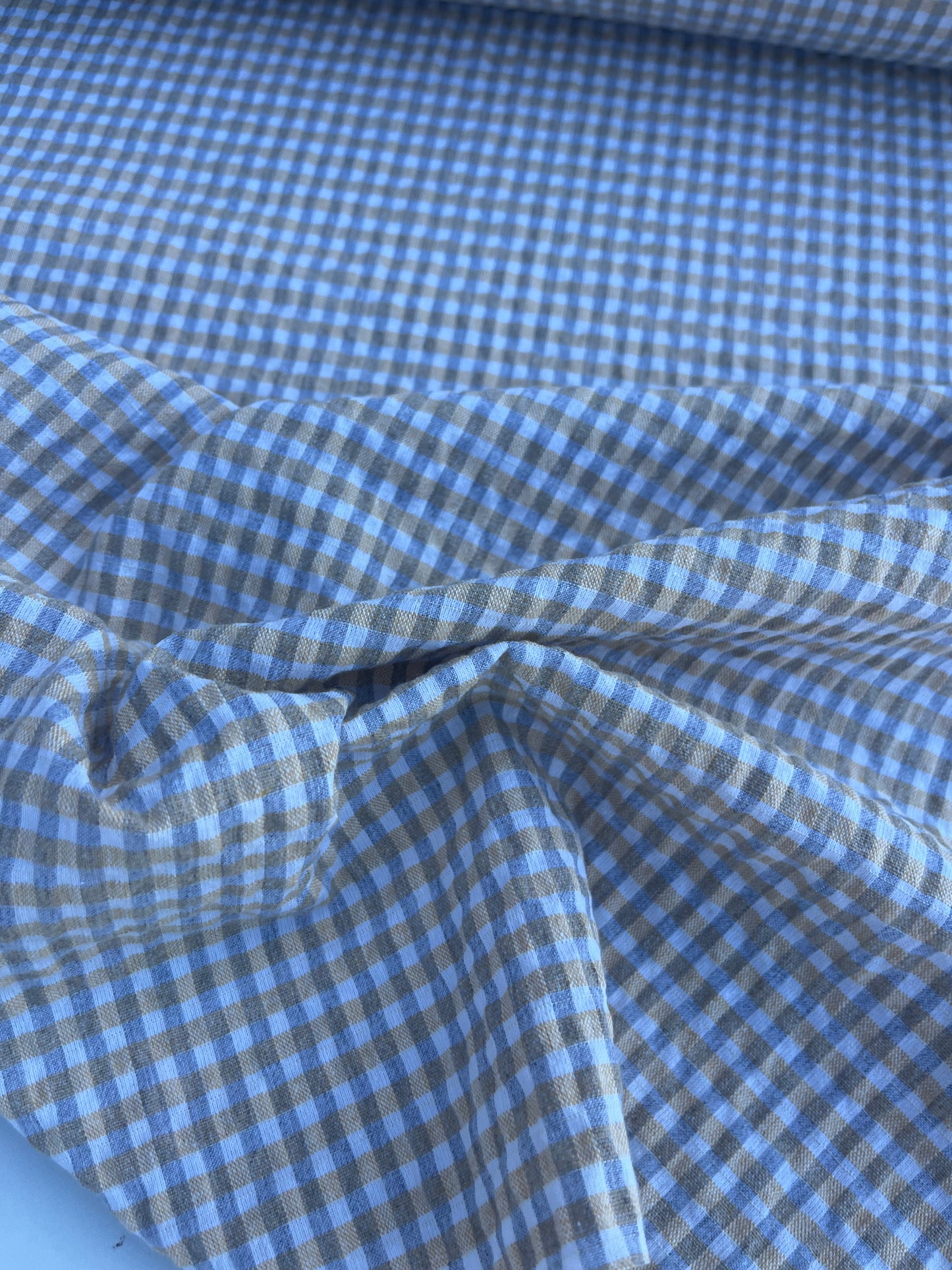 NENA 047 cotton seersucker lyellow/grey