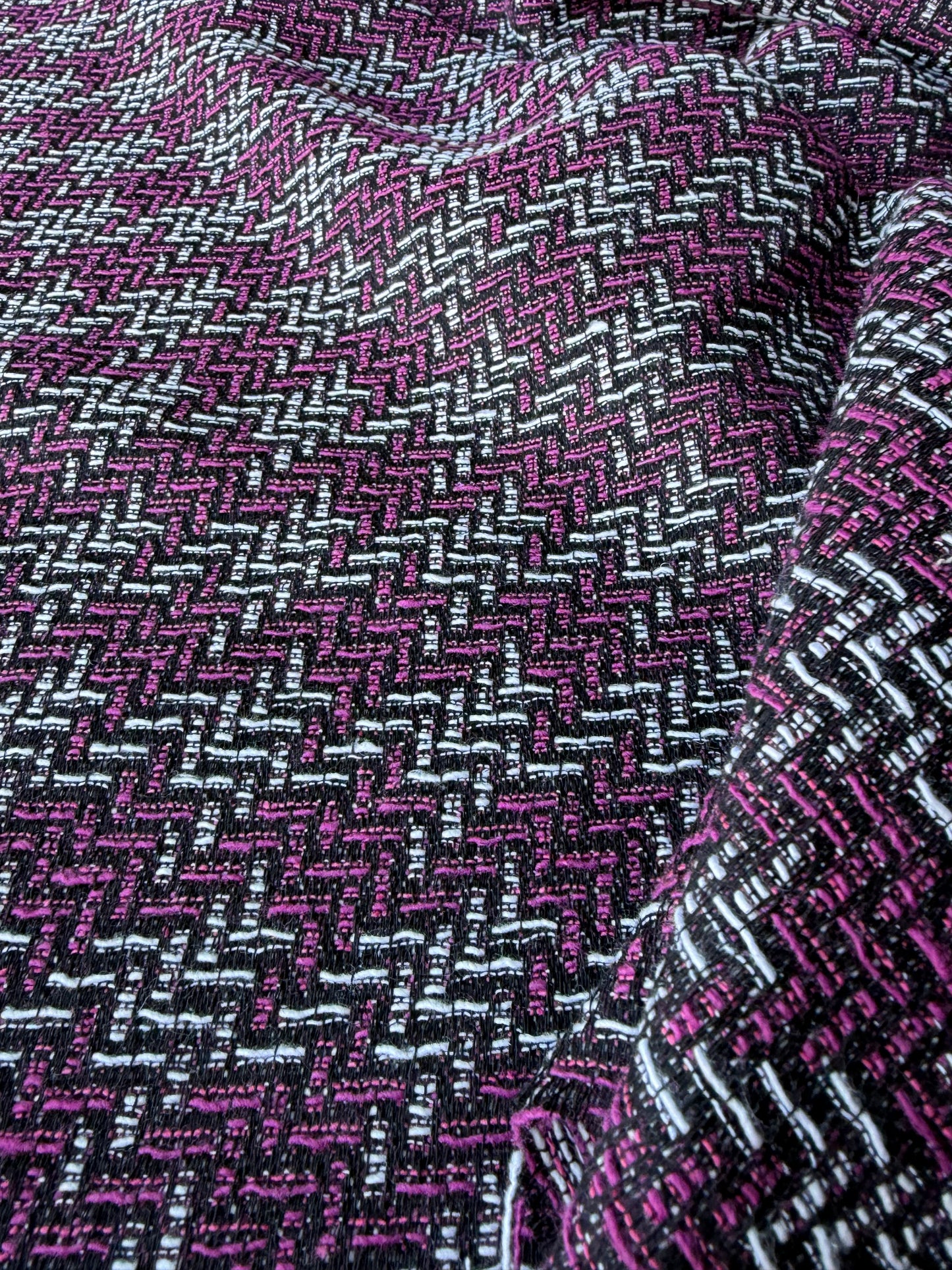 CELIA 054 cot jacquard tweed black/pink
