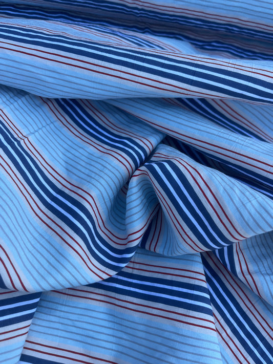 NENA 051 colourwoven cotton stripe blue/navy/red