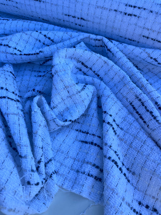 NENA 053 cotton tweed white black/grey stripes