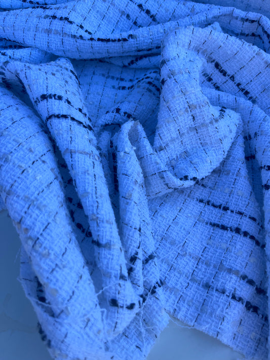 NENA 053 cotton tweed white black/grey stripes