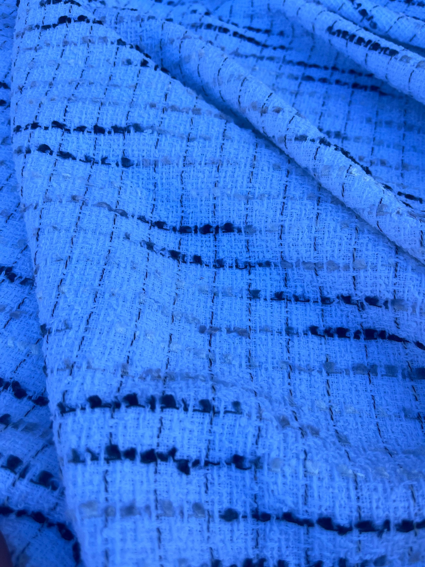 NENA 053 cotton tweed white black/grey stripes