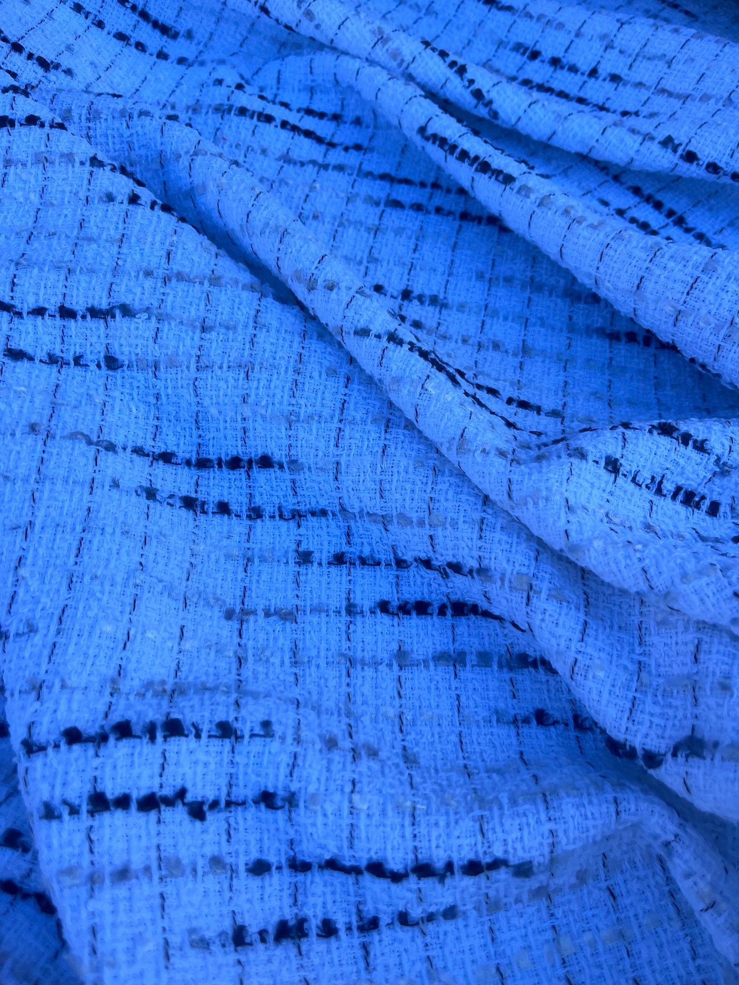 NENA 053 cotton tweed white black/grey stripes