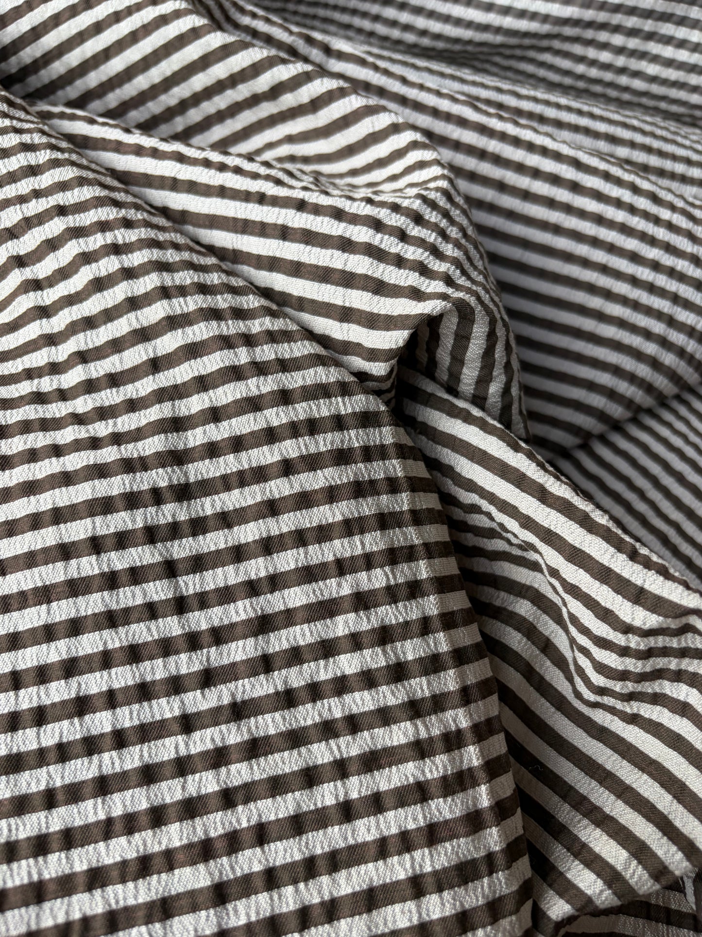 JEAN 006 viscose seersucker stripes brown/ecru