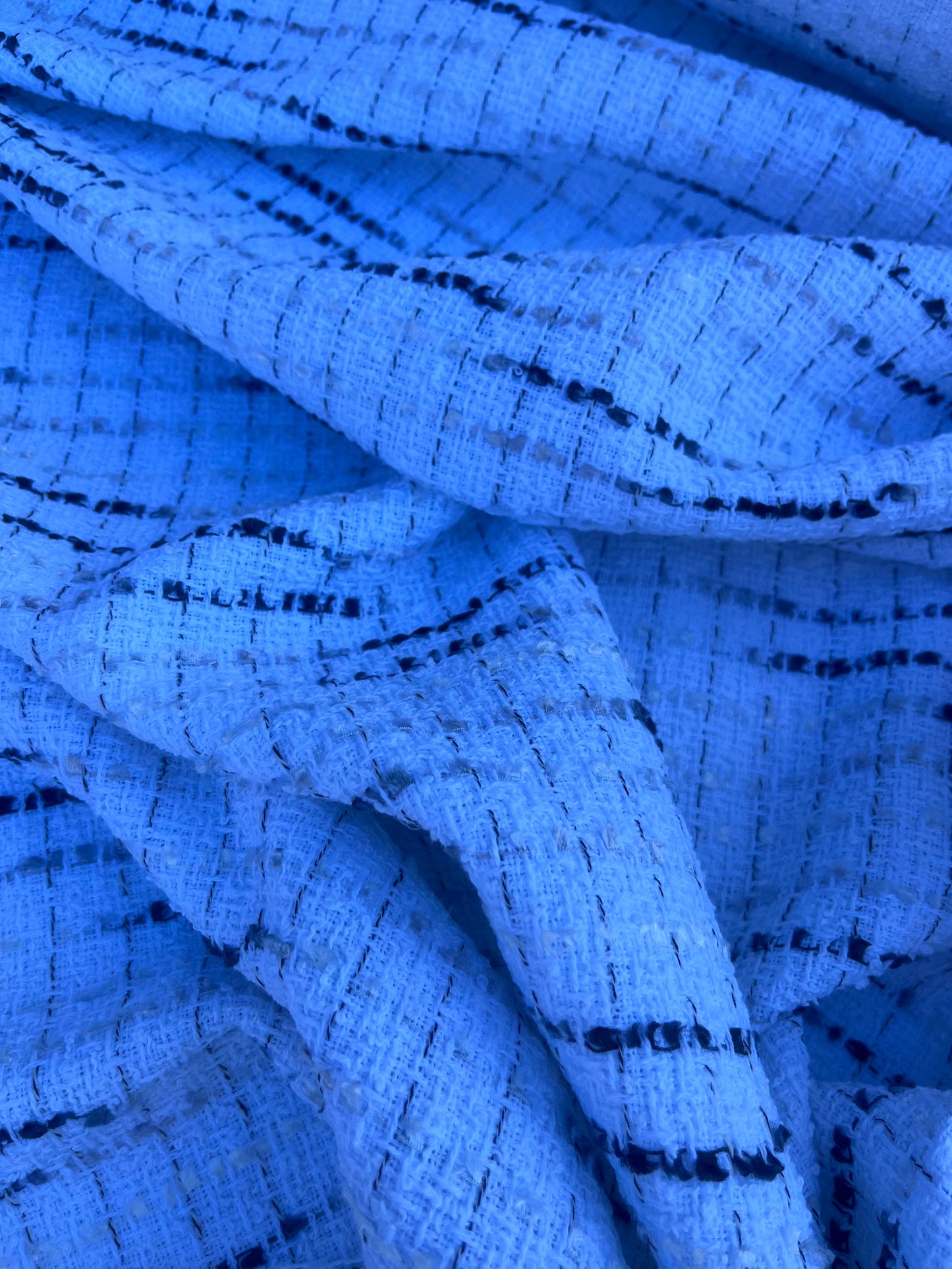 NENA 053 cotton tweed white black/grey stripes