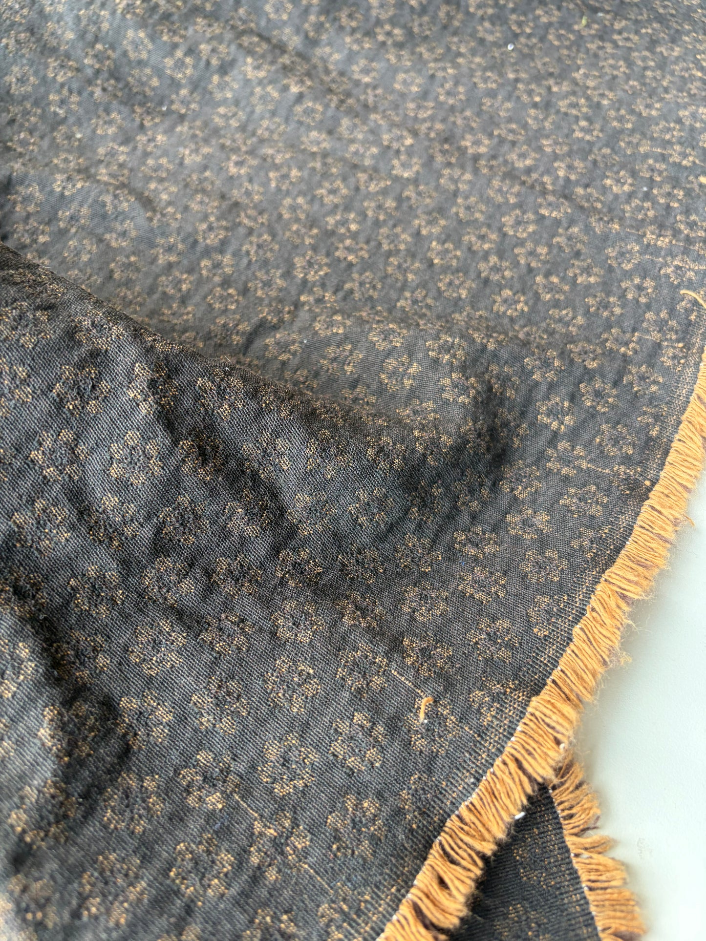 JEAN 007  cotton jacquard brown flower 1