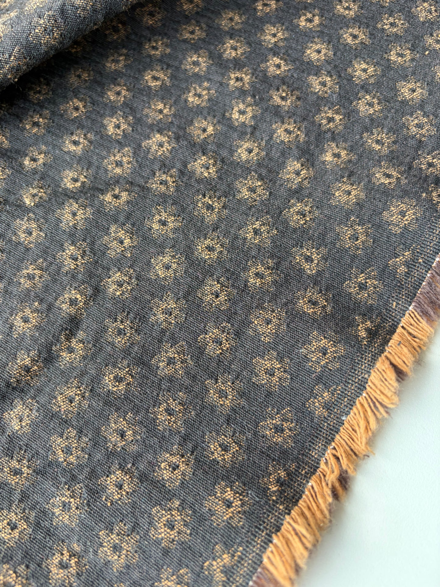 JEAN 008  cotton jacquard brown flower 2