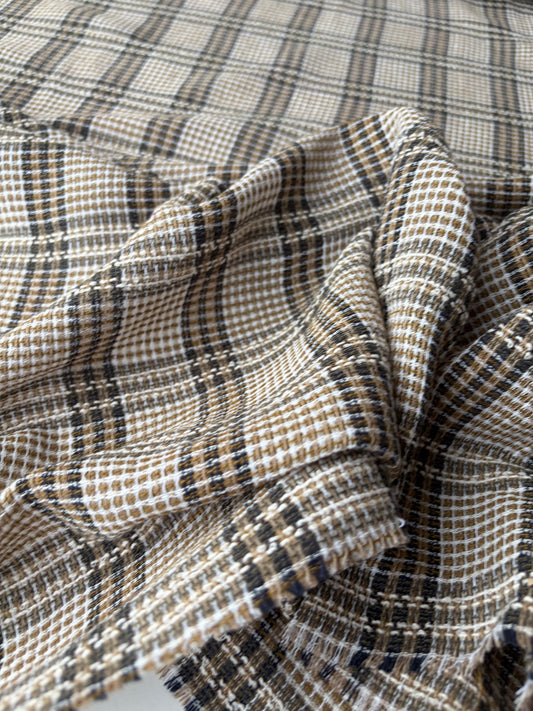PC JEAN 012 cotton tweed Chanel style brown/khaky/sand checks